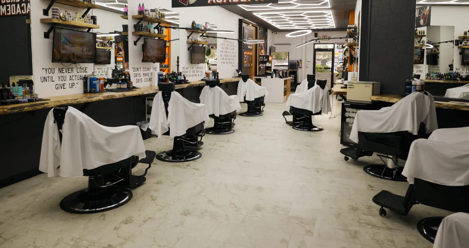 The Uppercuts Barber Academy training floor at Willowbrook, Surrey
