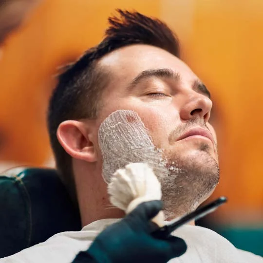 Hot towel straight razor beard service at Uppercuts